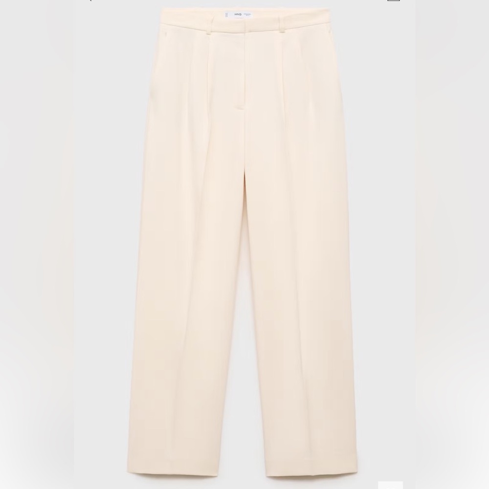 NWT Mango Straight-fit pleated pants Light Cream